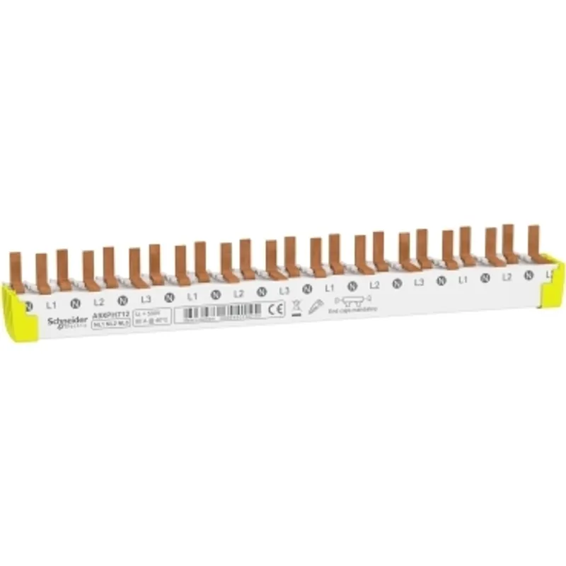 comb busbar bottom, Acti9, 3P+N balanced, 9 mm pitch, 12 modules, 80 A