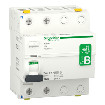 Residual current circuit breaker (RCCB), Acti9 iID, 2P, 16A, B-EV (Electric Vehicle) type, 30mA, double terminal — photo 1 of 2