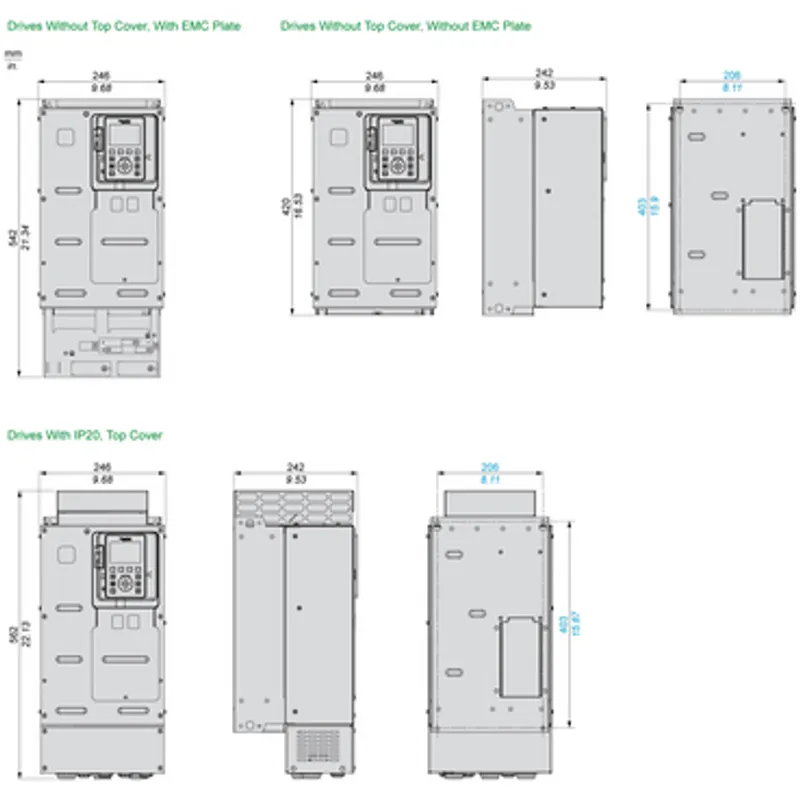 variable speed drive, Altivar Process ATV600, ATV630, 11kW, 15hp, 500 to 690V, IP00 — photo 2 of 6