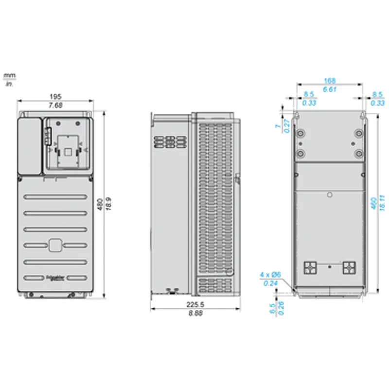 variable speed drive, Altivar Process ATV600, ATV630, cabinet Integration, IP20, 18kW, 380 to 480V — photo 2 of 6