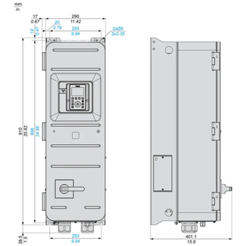 variable speed drive, Altivar Process ATV900, ATV950, 45kW, 400 to 480V, with braking unit, switch, IP55 — photo 2 of 6