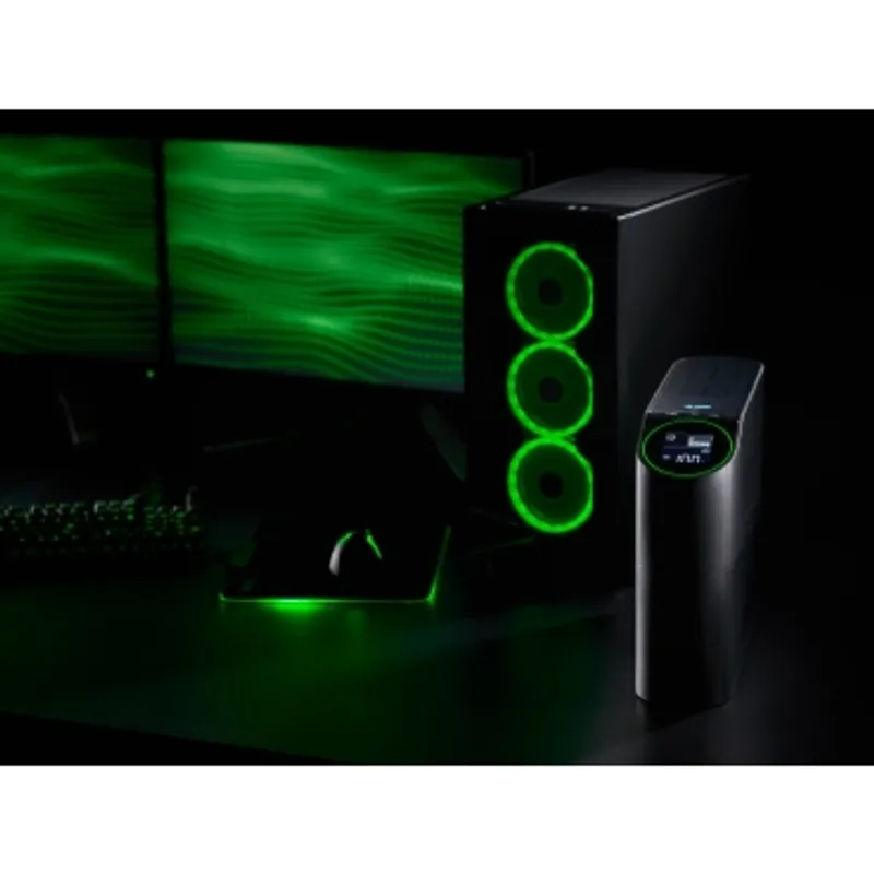 APC Back-UPS Pro for Gaming, 2200VA/1320W, Tower, 230V, 4x Schuko and 2x IEC C13 outlets, RGB Lights, Pure Sine Wave, Arctic (White) — photo 5 of 7