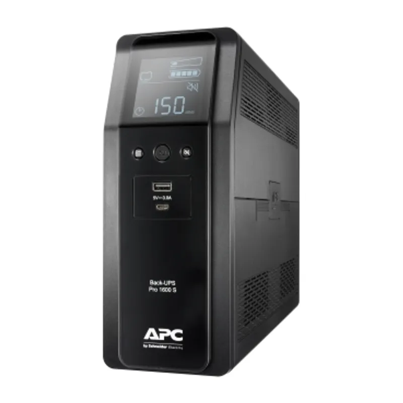APC Back-UPS Pro, 1600VA/960W, Tower, 230V, 8x IEC C13 outlets, Sine Wave, AVR, USB Type A + C ports, LCD, User Replaceable Battery