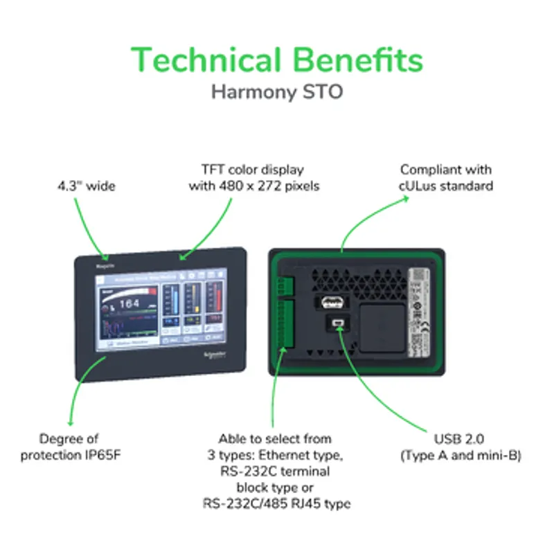 touch panel screen, Harmony STO & STU, 4.3inch wide, RS 232/485 RJ45 — photo 2 of 10