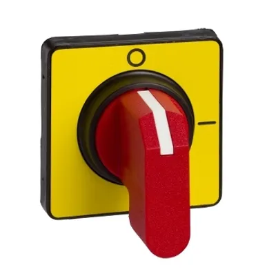 Handles and front plates,TeSys Control,red handle,yellow front,without padlocking,fixing by by single hole Ø22.5mm