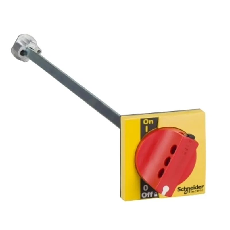 extended rotary handle, Compact INS40 to INS60, IP55, IK08, red handle on yellow front, front control