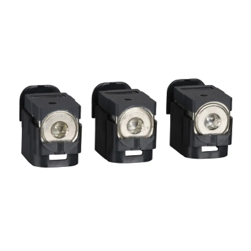 Aluminium bare cable connectors, ComPacT NSX, for 1 cable 25mm² to 95mm², 250A, set of 3 parts — photo 1 of 3