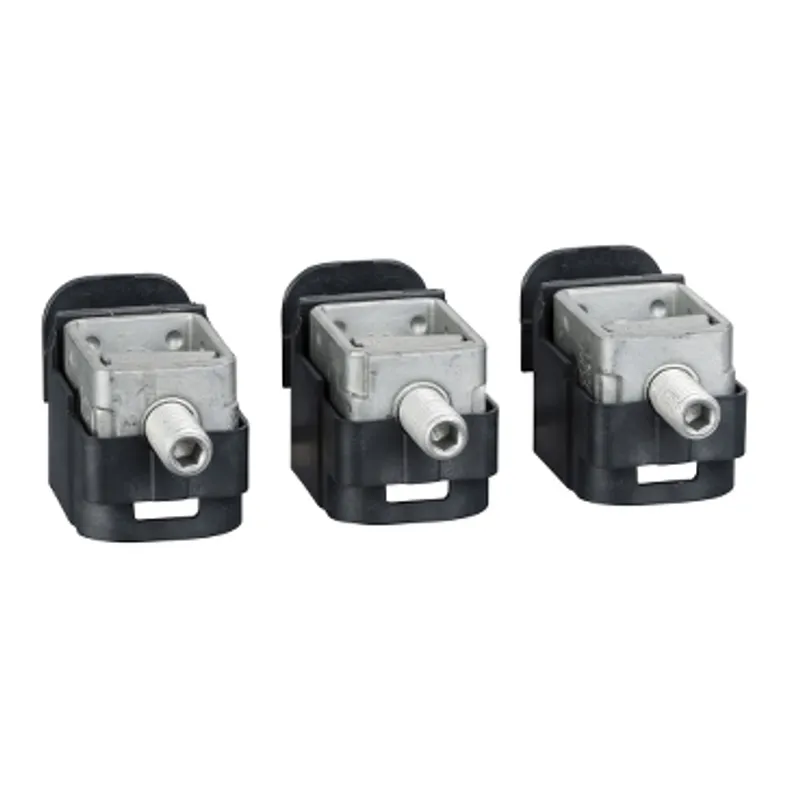 Steel bare cable connectors, ComPacT NSX, for 1 cable 1.5mm² to 95mm², 160A, set of 3 parts — photo 1 of 3