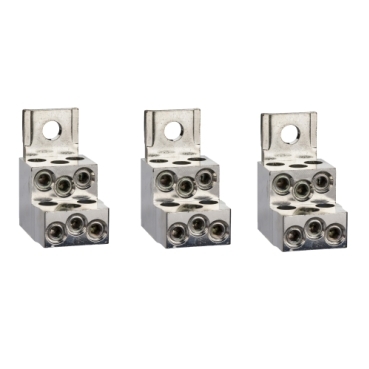 Aluminium bare cable connectors, ComPacT NSX, for 6 cables 1.5mm² to 35mm², 250A, set of 3 parts — photo 1 of 3