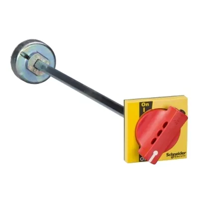 extended rotary handle, Compact INS/INV 250, IP55, IK07, red handle on yellow front, front control