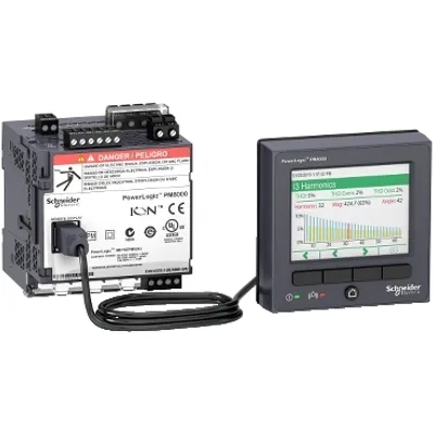 Power quality meter, PowerLogic PM8000, Essential, transducer and remote display, 64 MB, 128 s/c