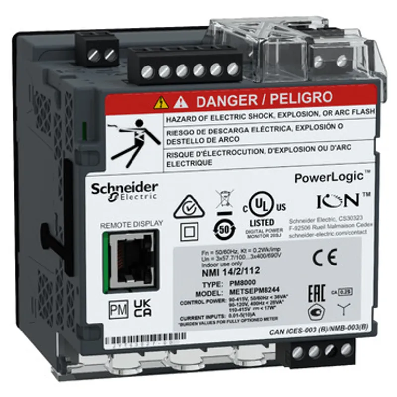Power quality meter, PowerLogic PM8000, Standard, transducer and remote display, 512 MB, 256 s/c — photo 1 of 4