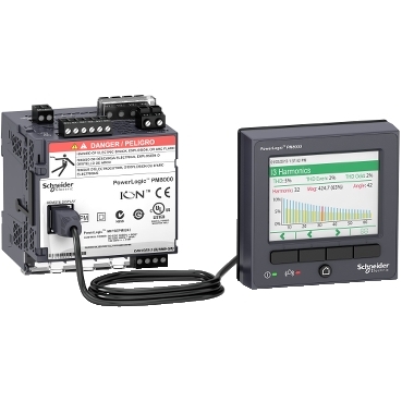 Power quality meter, PowerLogic PM8000, Advanced, transducer and remote display, 512 MB, 512 s/c
