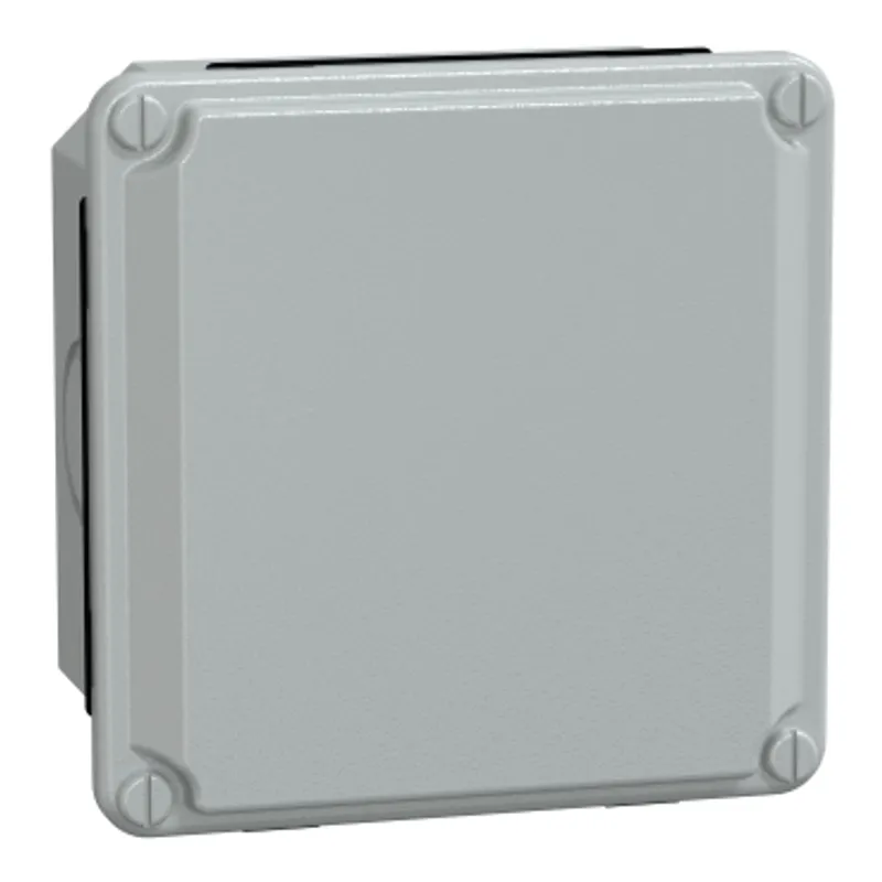 Metal industrial cut-out box - low plain cover - H105xW105xD49 - IP55 - grey — photo 1 of 2