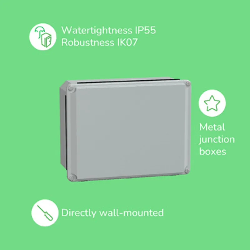 Metal industrial cut-out box - low plain cover - H85xW85xD49 - IP55 - grey — photo 2 of 2