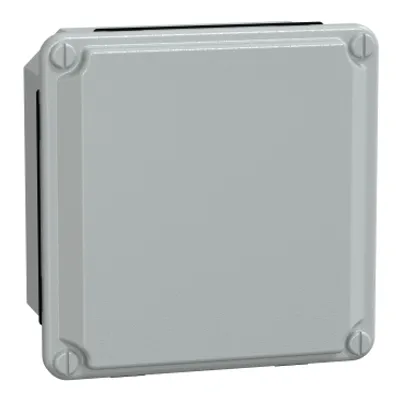 Metal industrial box - low plain cover - H105xW105xD49 - IP55 - grey RAL 7035