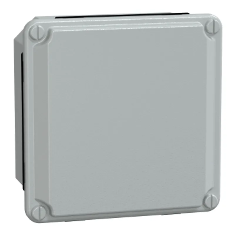 Metal industrial box - low plain cover - H105xW105xD49 - IP55 - grey RAL 7035 — photo 1 of 2