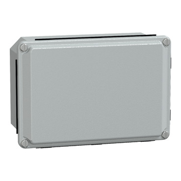 Metal industrial box - low plain cover - H155xW105xD61 - IP55 - grey RAL 7035