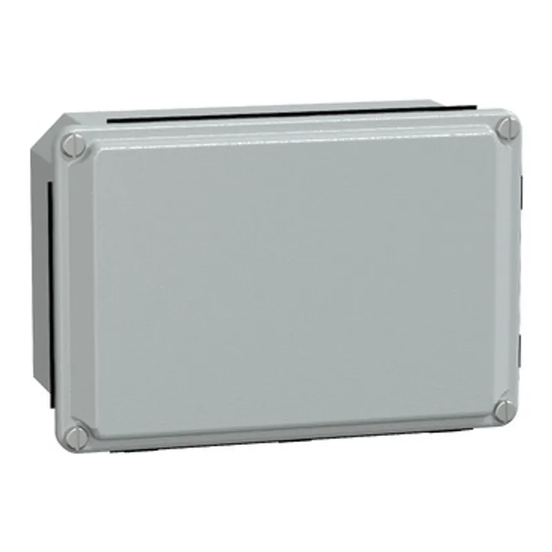 Metal industrial box - low plain cover - H155xW105xD61 - IP55 - grey RAL 7035 — photo 1 of 2