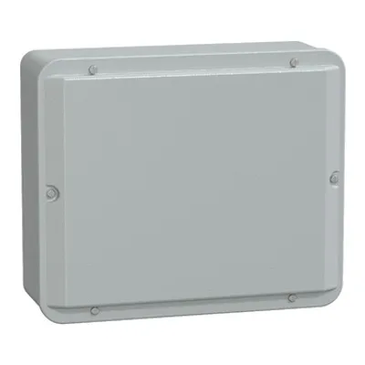 Metal industrial box - low plain cover - H307xW257xD116 - IP55 - grey RAL 7035