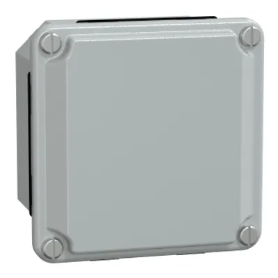 Metal industrial box - low plain cover - H85xW85xD49 - IP55 - grey RAL 7035
