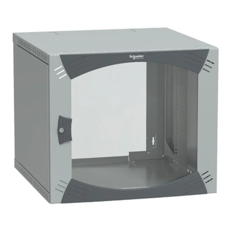 Wall-Mounted Open Box 9U W600 D600 Fixed 19" Glazed Door R7035