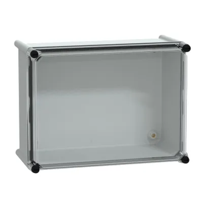 PLS box, polyester rear, transparent PC cover IP66 27x36x18cm