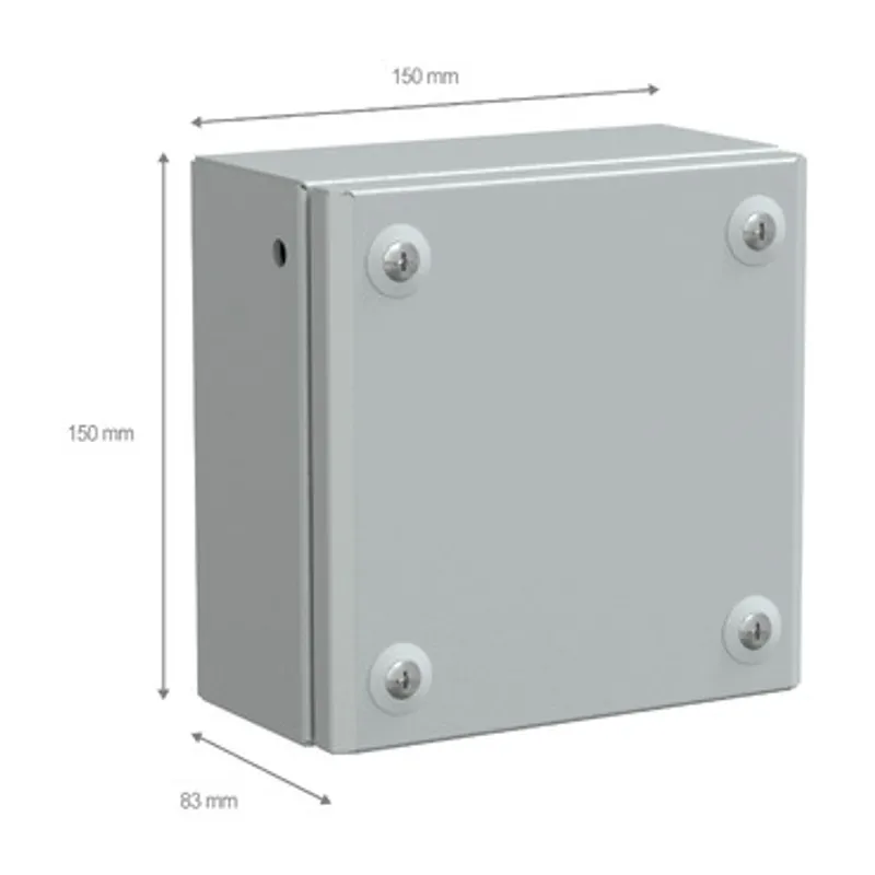 Metal industrial box plain door H150xW150xD80 IP66 IK10 RAL 7035 — photo 2 of 4