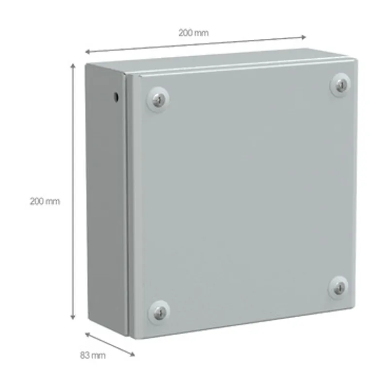Metal industrial box plain door H200xW200xD80 IP66 IK10 RAL 7035 — photo 2 of 4