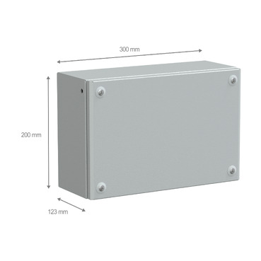Metal industrial box plain door H200xW300xD120 IP66 IK10 RAL 7035 — photo 2 of 4