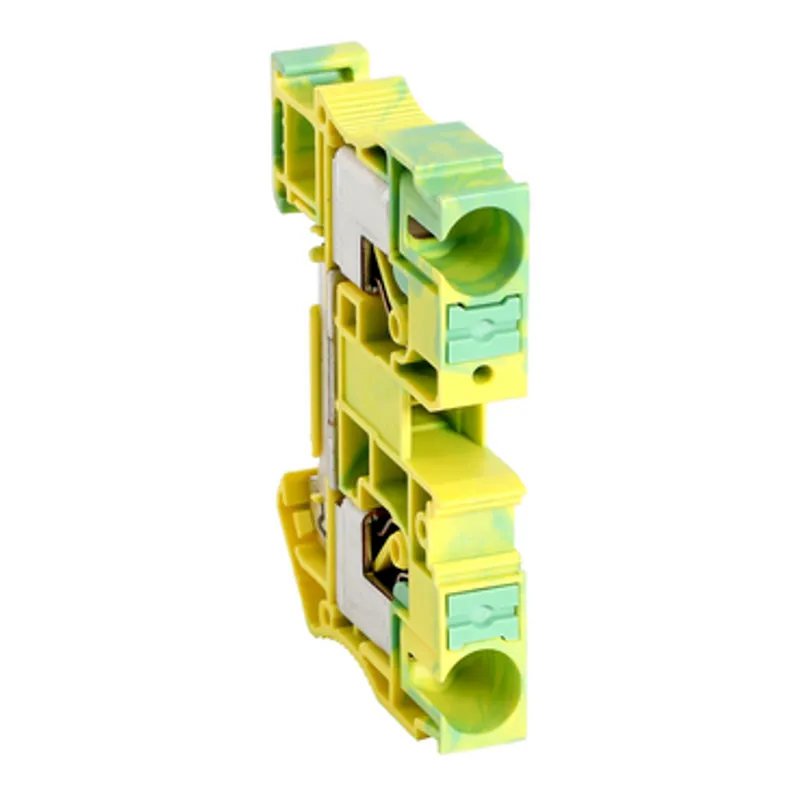 Terminal block, Linergy TR, push-in type 2pts, 10mm², protective earth, green-yellow.
