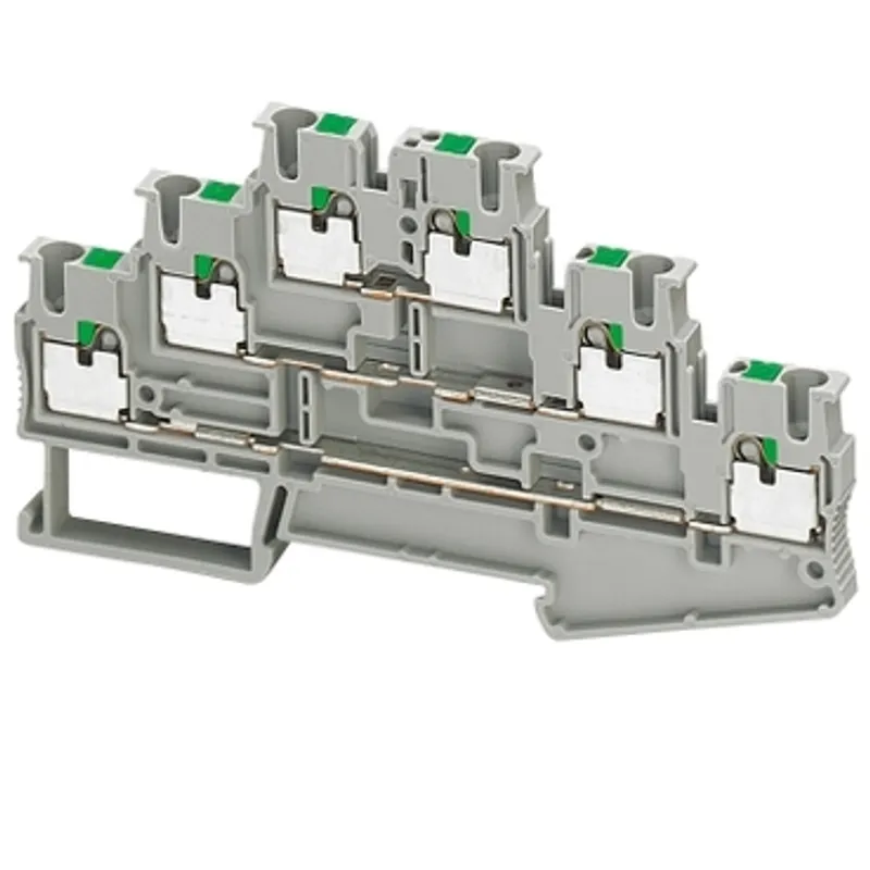 Terminal block, Linergy TR, push-in type, feed through, 3 levels Connections, 6 points, 2.5mm², grey, set of 50