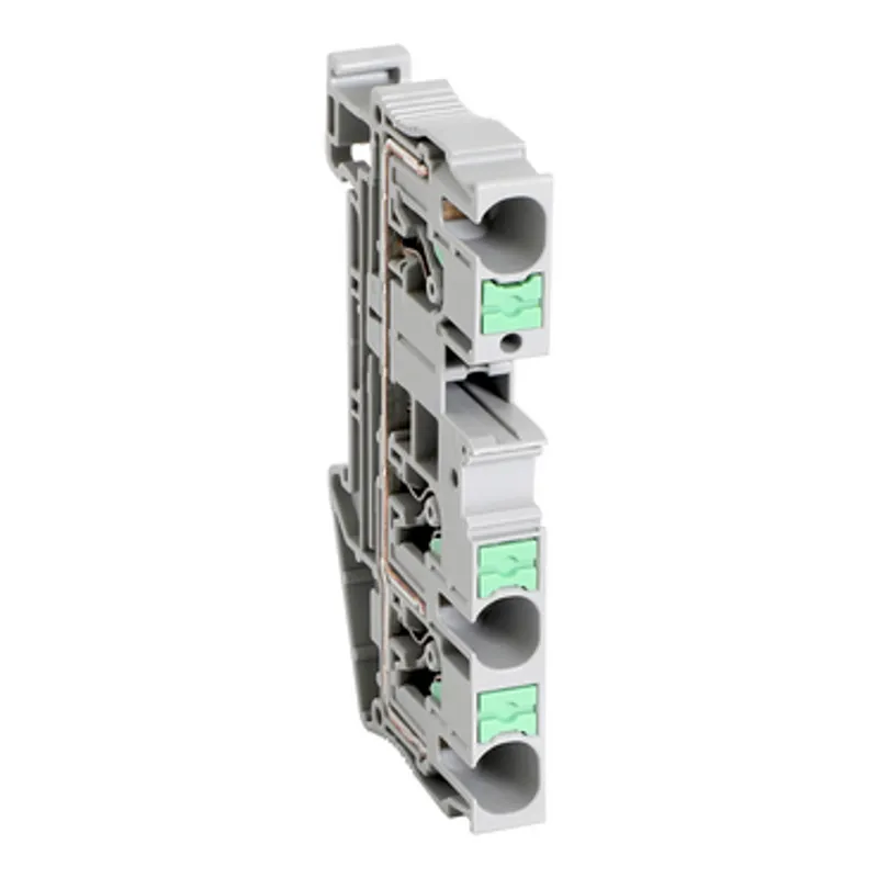 Terminal block, Linergy TR, push-in type, feed through, 3pts, 6mm², grey.