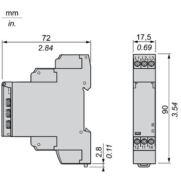 dual function relay, Harmony Timer Relays, 8A, 1CO, 1s..100h, asymmetrical flashing, 24V DC or 24...240V AC DC — photo 2 of 12