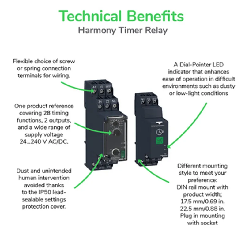multifunction relay, Harmony Timer Relays, 8A, 2CO, 0.1sâ€¦100h, 24V DC or 24...240V AC DC — photo 3 of 11