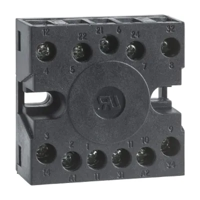 socket, Harmony Timer Relays, for RE48 relays, screw terminals connections on rear face, 11 pins, IP 20