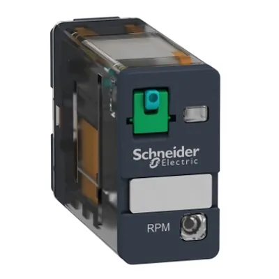 plug-in relay, Harmony electromechanical relays, 15A, 1CO, with LED, lockable test button, 24V DC