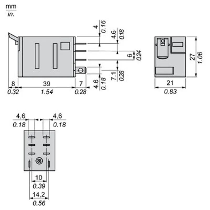 plug-in relay, Harmony electromechanical relays, 15A, 2CO, lockable test button, 120V AC — photo 2 of 10