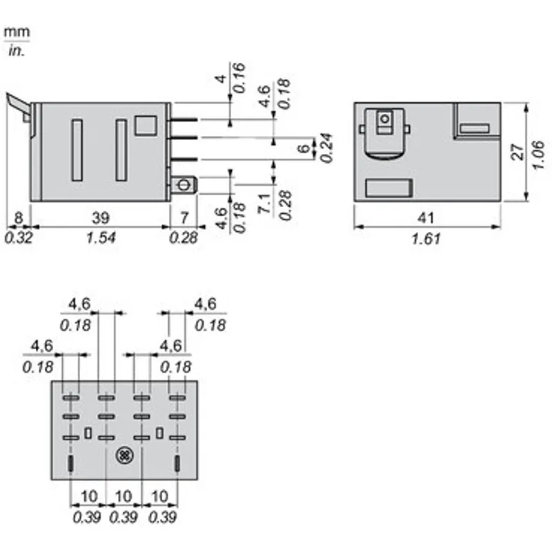 plug-in relay, Harmony electromechanical relays,  15A, 4CO, lockable test button, 24V DC — photo 2 of 10