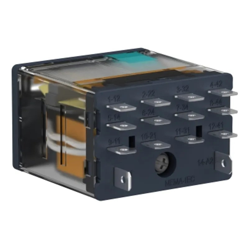 plug-in relay, Harmony electromechanical relays,  15A, 4CO, lockable test button, 24V DC — photo 6 of 10