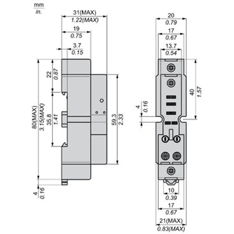 Harmony, plugin relay socket, mixed contact, 16 A, 250 V, screw clamp, for RPM1 relays — photo 2 of 9