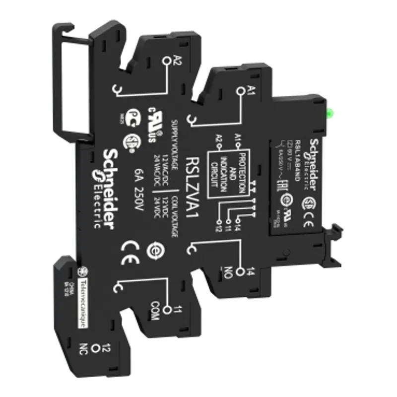 slim interface relay, Harmony Electromechanical Relays,  pre assembled, 6A, 1CO, with LED, screw connec to rs, 48V AC/DC — photo 4 of 10