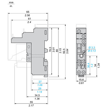 socket, for RSB1A120 relays, Harmony Electromechanical Relays, 12A, screw connec to rs, separate contact — photo 1 of 9