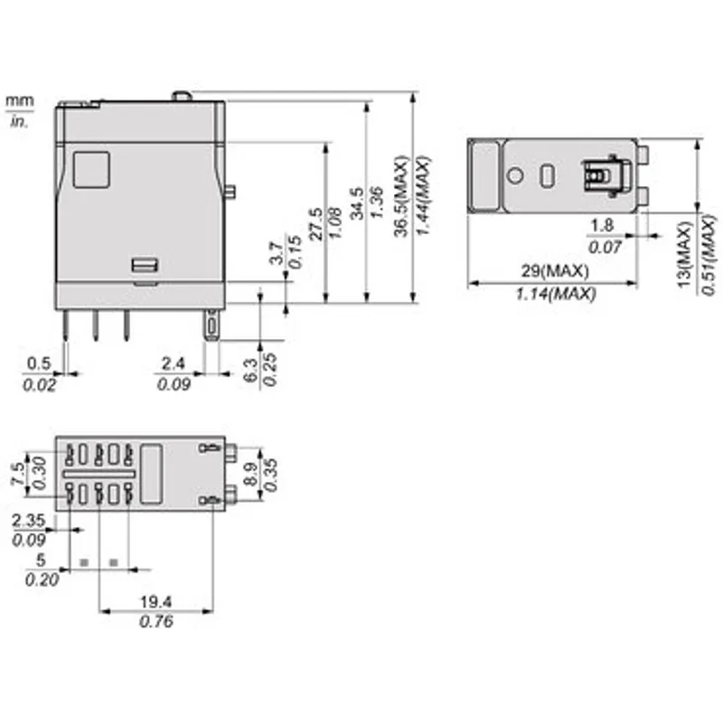 interface plug in relay, Harmony Electromechanical Relays, 5A, 2CO, with LED, lockable test but to n, 230V AC — photo 2 of 13