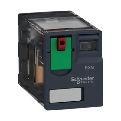Harmony, Miniature plug-in relay, 6 A, 2 CO, with lockable test button, 110 V AC