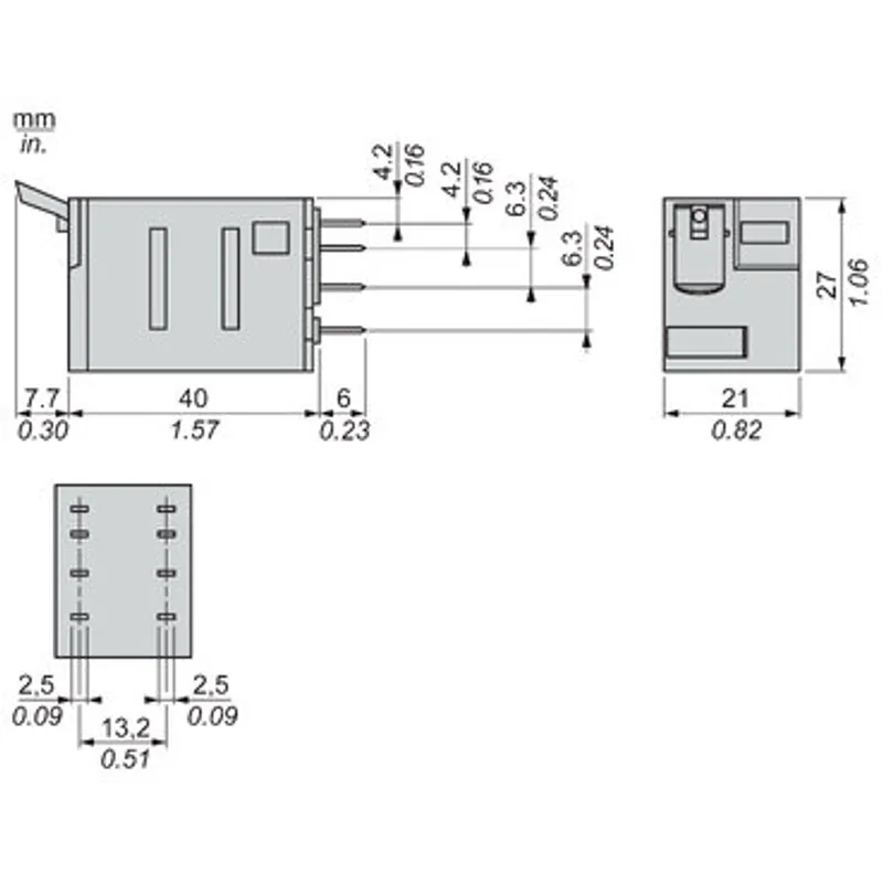 Harmony, Miniature plug-in relay, 6 A, 2 CO, with lockable test button, 30 V DC — photo 2 of 4