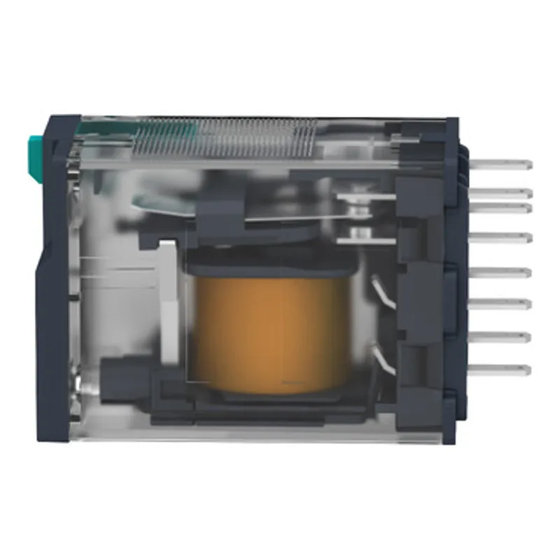 miniature plug in relay, Harmony Electromechanical Relays, 12A, 2CO, with LED, lockable test but to n, 24V DC — photo 8 of 13