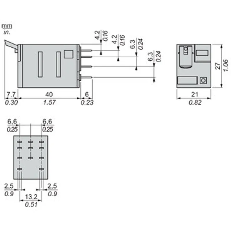 miniature plug in relay, Harmony Electromechanical Relays, 10A, 3CO, with LED, lockable test but to n, 24V AC — photo 2 of 13