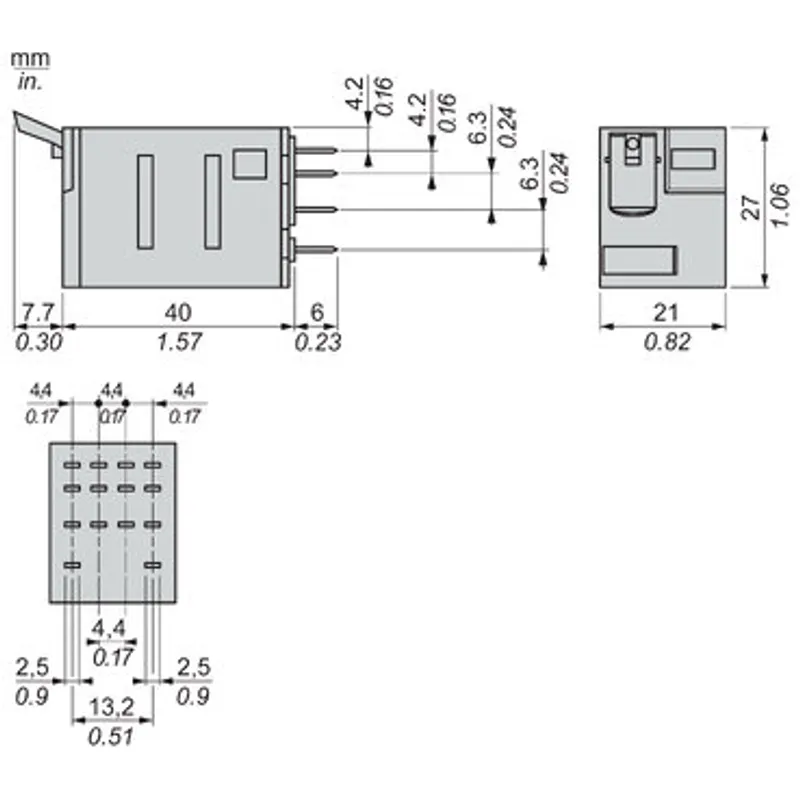 miniature plug in relay, Harmony Electromechanical Relays, 6A, 4CO, lockable test but to n, 48V AC — photo 2 of 14