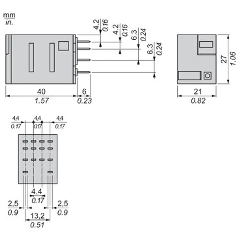 Plug In Relay, Harmony Relay, miniature, 6A at 277VAC, 4CO contacts, 120VAC 50/60Hz coil, with LED — photo 2 of 4